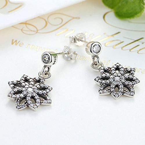 PAHALA 925 Sterling Silver Lace Floral Motif Drop Earrings