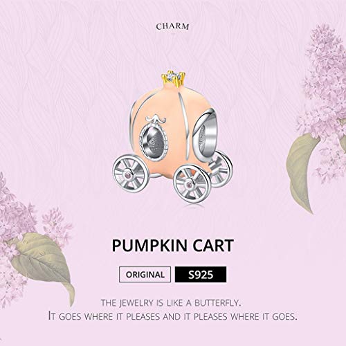 PAHALA 925 Strling Silver Princess Pumpkin Carriage with Crystals Charms