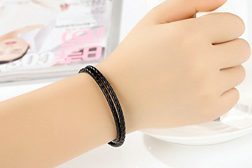 PAHALA 925 Sterling Silver Long 4 Colors Braided Leather Chain Snake Clasp