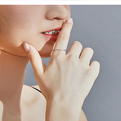 PAHALA 925 Strling Silver Dazzling Cross Crystal Weeding Party Engagement Ring