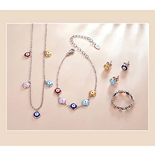 PAHALA 925 Sterling Silver Enamel Guardian Eye Chain Necklace Pendant Wedding Necklace