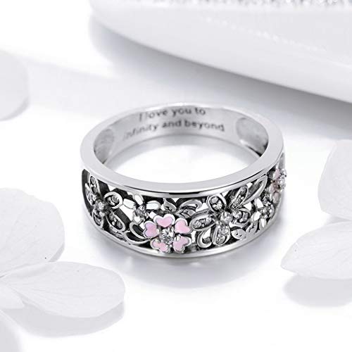 PAHALA 925 Strling Silver Daisy Flower Infinity Love with Crystals Finger Weeding Party Ring