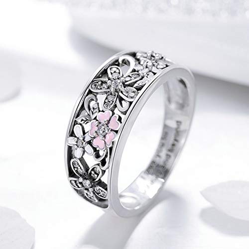 PAHALA 925 Strling Silver Daisy Flower Infinity Love with Crystals Finger Weeding Party Ring