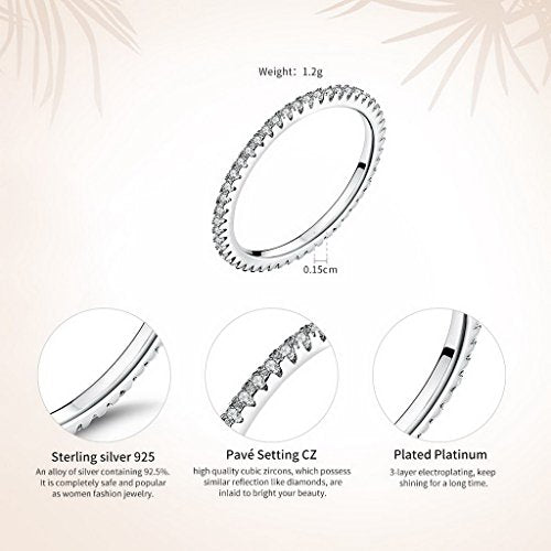 PAHALA 925 Sterling Silver Circle with Crystals Cubic Zirconia Vintage Wedding Engagement Band Ring