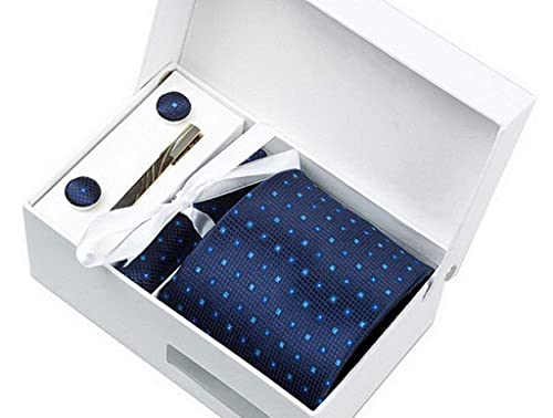 PAHALA Mens Fashion Necktie Cufflinks Tie Bar Pocket Square Set Box