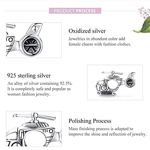 PAHALA 925 Sterling Silver Vintage Helicopter Charm Bead