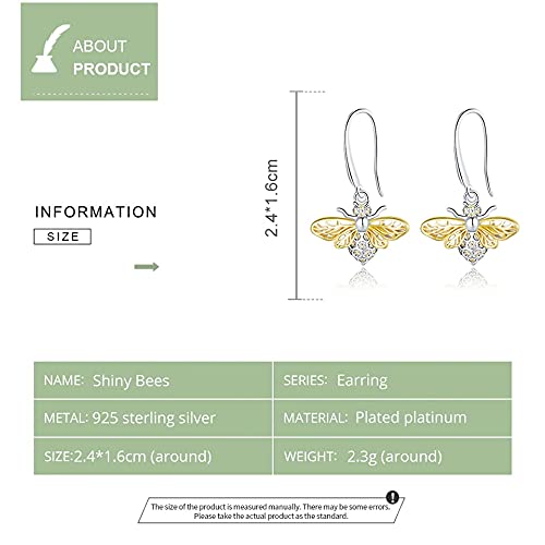 PAHALA 925 Sterling Silver Happy Shiny Bees With Crystals Pendant Earrings
