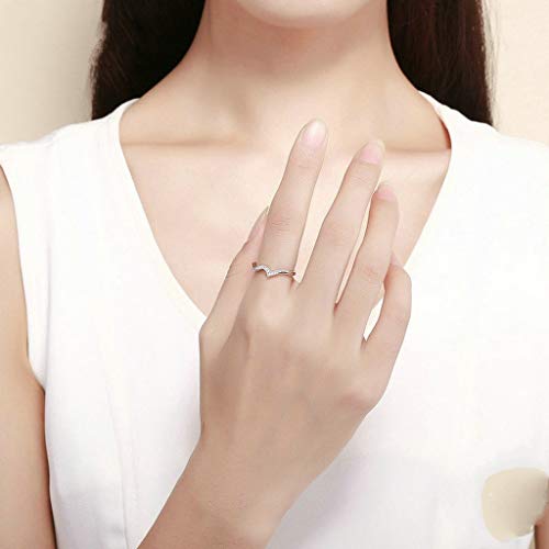 PAHALA 925 Strling Silver Geometric Heart Shape Crystals Finger Weeding Party Ring