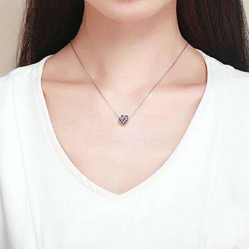 PAHALA 925 Strling Silver Heart Shape Pink Purple Enamel Charms