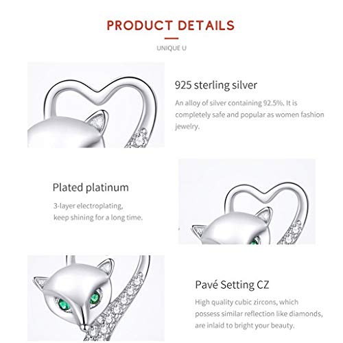 PAHALA 925 Sterling Silver Fox Animal Stud With Crystals Stud Earrings