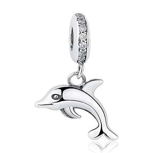 PAHALA 925 Strling Silver Romantic Dolphin Charms Pendant Fit Bracelets Necklace