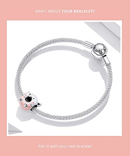 PAHALA 925 Sterling Silver Lovely Enamel Animal Sweet Donut Charm Beads