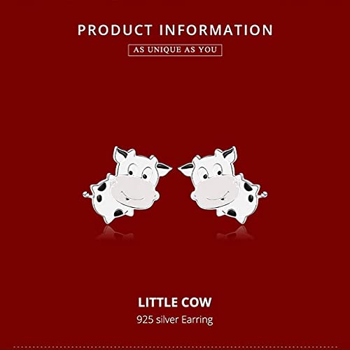 PAHALA 925 Sterling Silver Cute Cow Keep Me In Your Heart Stud Earrings