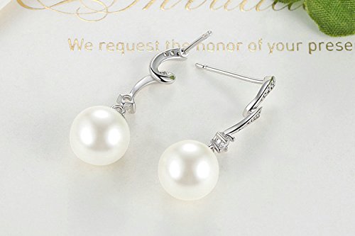 PAHALA 925 Sterling Silver Pearl With Crystals Drop Pendant Party Wedding Earring