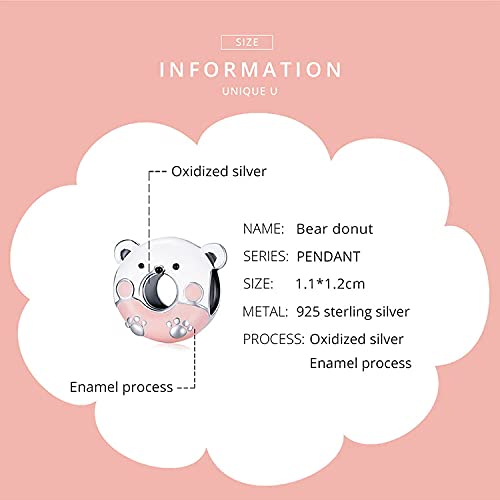 PAHALA 925 Sterling Silver Lovely Enamel Animal Sweet Donut Charm Beads
