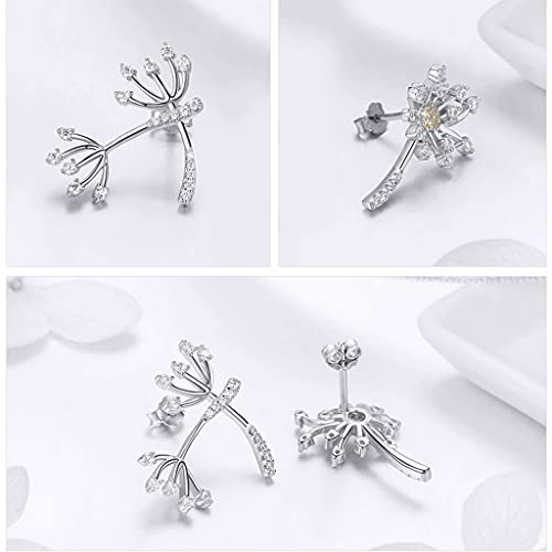 PAHALA 925 Sterling Silver Blooming Dandelion Love With Crystals Stud Earrings