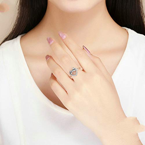 PAHALA 925 Strling Silver Bowknot Love Heart Crystals Finger Weeding Party Ring