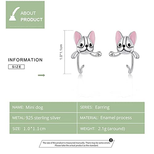 PAHALA 925 Sterling Silver Shining Pink Mini Dog Stud Earrings
