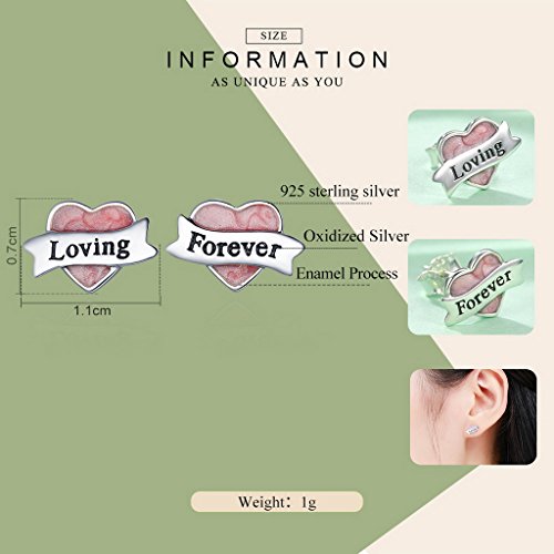 PAHALA 925 Sterling Silver Loving Forever Pink Enamel Party Wedding Stud Earrings