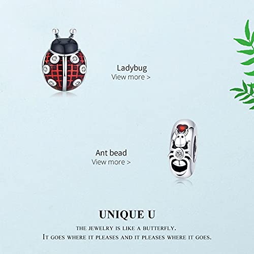 PAHALA 925 Sterling Silver Red Enamel Ladybug Metal Beads Charm Charm Bead