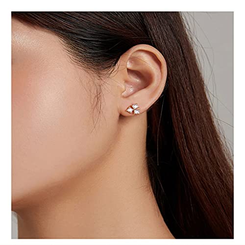 PAHALA 925 Sterling Silver Modern Stylish Multiple Crystal Stud Earrings