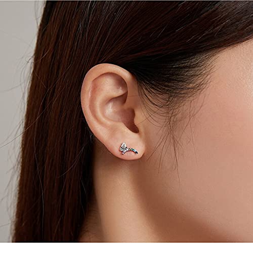 PAHALA 925 Sterling Silver Cute Rainbow Butterfly Coloful Crystals Stud Earrings