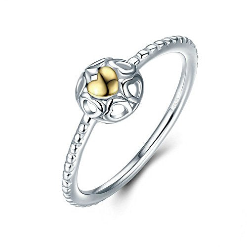 PAHALA 925 Sterling Silver My Love Cubic Zirconia Vintage Wedding Engagement Band Ring