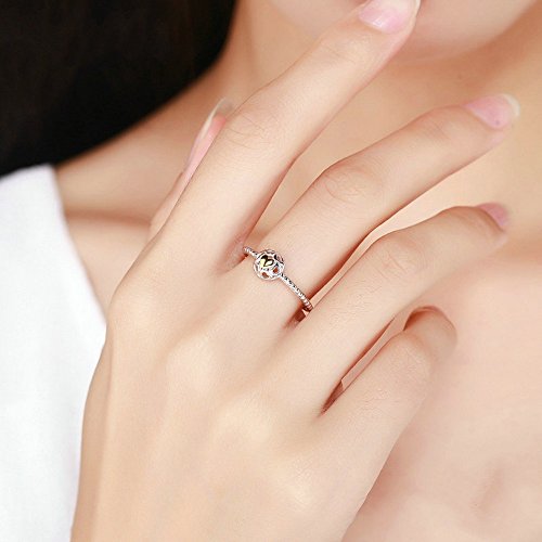 PAHALA 925 Sterling Silver My Love Cubic Zirconia Vintage Wedding Engagement Band Ring