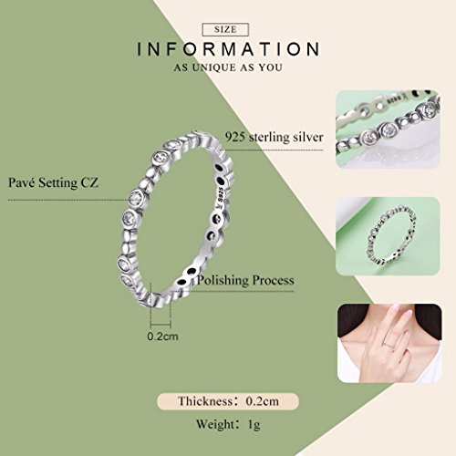 PAHALA 925 Sterling Silver Classical Round with Crystals CZ Vintage Wedding Engagement Band Ring