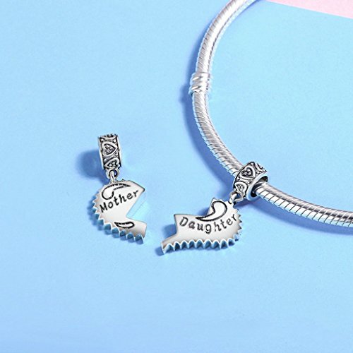 PAHALA 925 Sterling Silver Mother Love Daughter Charm Bead Fit Bracelets