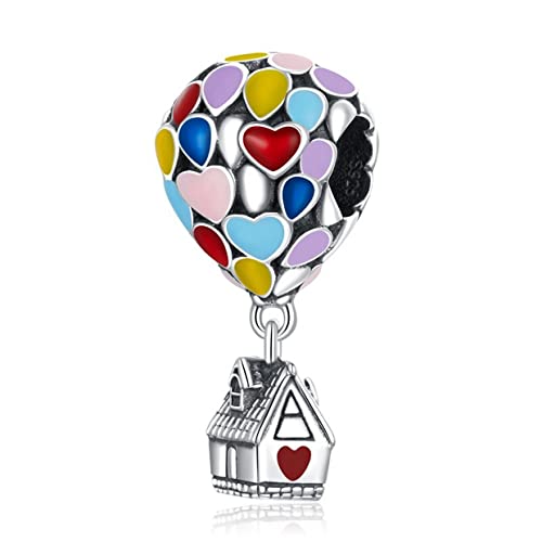 PAHALA 925 Sterling Silver Enamel Colorful Hot Air Balloon Dream House Charm Bead