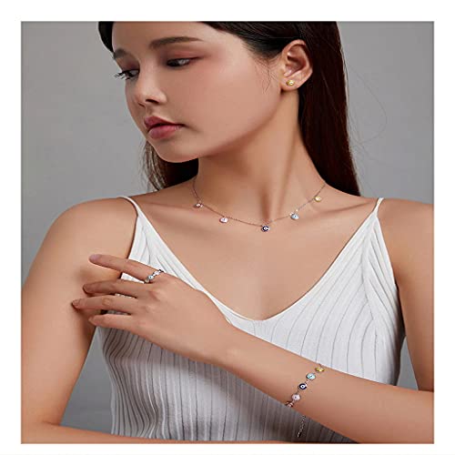 PAHALA 925 Sterling Silver Enamel Guardian Eye Chain Necklace Pendant Wedding Necklace