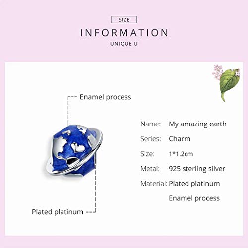 PAHALA 925 Strling Silver Enamel Making Blue Earth Bead with Crystals Charm Bead