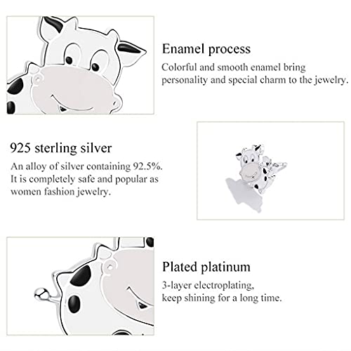 PAHALA 925 Sterling Silver Cute Cow Keep Me In Your Heart Stud Earrings