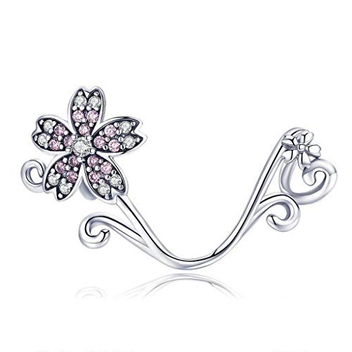 PAHALA 925 Strling Silver Sakura Cherry Flower Pendant Charms Beads