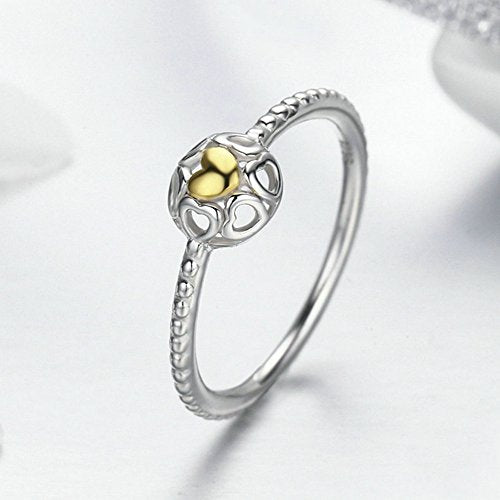 PAHALA 925 Sterling Silver My Love Cubic Zirconia Vintage Wedding Engagement Band Ring