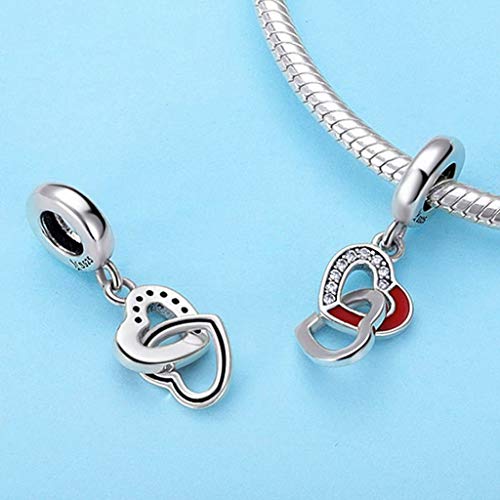 PAHALA 925 Strling Silver Blue Intertwined Heart with Crystals Pendant Charms Charm