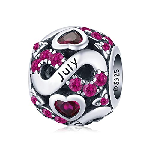 PAHALA 925 Sterling Silver Multiple Crystal Color Infinite Love Month Charm Bead (July)
