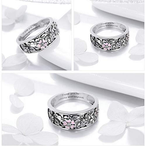 PAHALA 925 Strling Silver Daisy Flower Infinity Love with Crystals Finger Weeding Party Ring