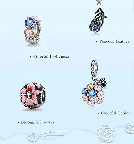 PAHALA 925 Sterling Silver Blooming Flowers With Crystals Charm Bead