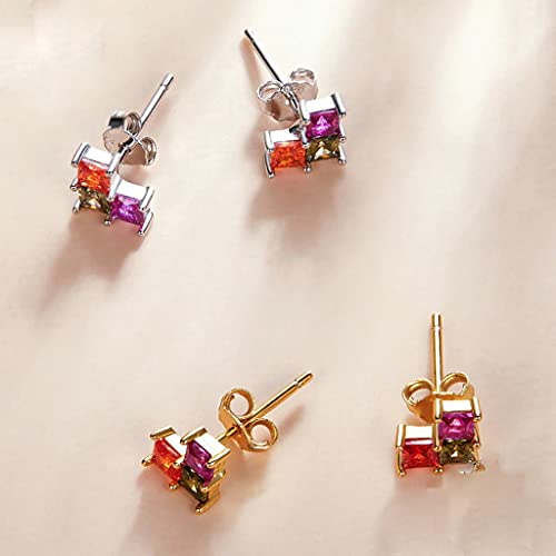 PAHALA 925 Sterling Silver Colorful Love Three-dimensional Zircons Stud Earrings
