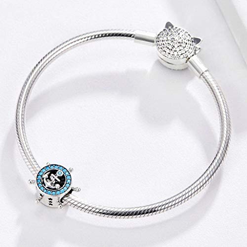 PAHALA 925 Strling Silver Blue Crystals Anchor Charms Fit Bracelets Necklace PAHALACC1200