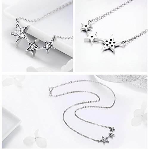 PAHALA 925 Sterling Silver Luminous Star with Crystals Pendant Necklace