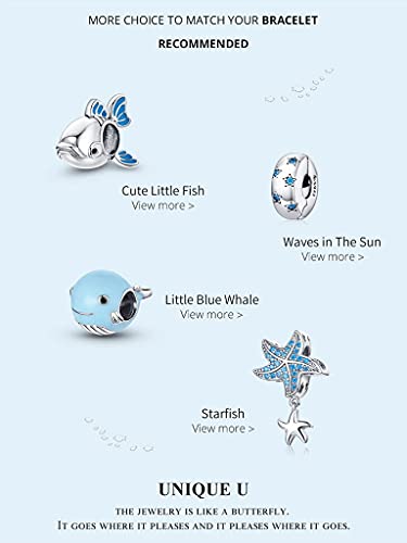 PAHALA 925 Strling Silver Blue Enamel Whale Beads Ocean Animal Charm Bead