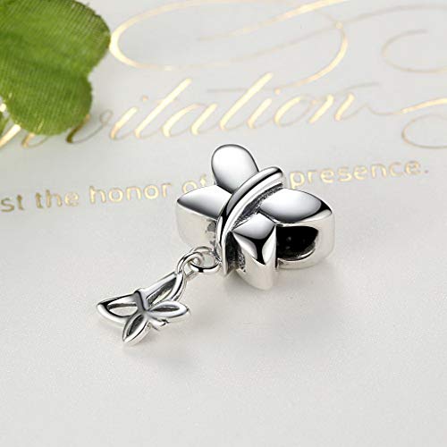 PAHALA 925 Strling Silver Blue Butterfly Bead with Crystals Charm Bead