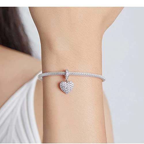 PAHALA 925 Sterling Silver Crystal Sparkling Heart Love Pendant Charm Bead