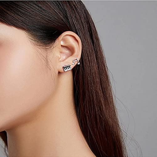PAHALA 925 Sterling Silver Cute Simple Musical Instrument Guitar Lute Stud Earrings