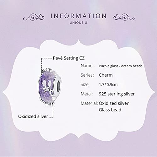 PAHALA 925 Sterling Silver Vintage Purple Glass Dream Charm Bead