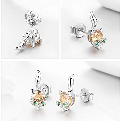 PAHALA 925 Sterling Silver Cute Crystal Fox Stud Earrings