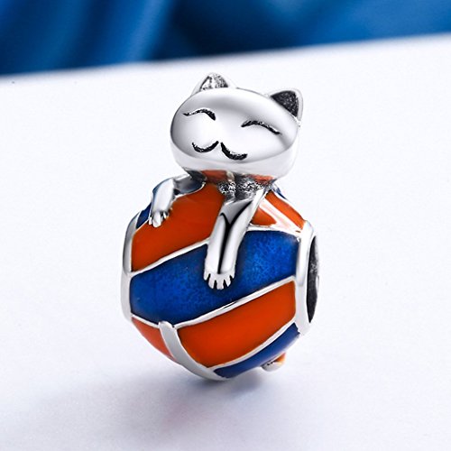 PAHALA 925 Strling Silver Colourful Cat Charms Fit Bracelets Necklace